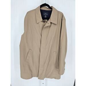 Brooks Brothers Mens Sz XL Zip Up Jacket Trench Style Beige Cotton